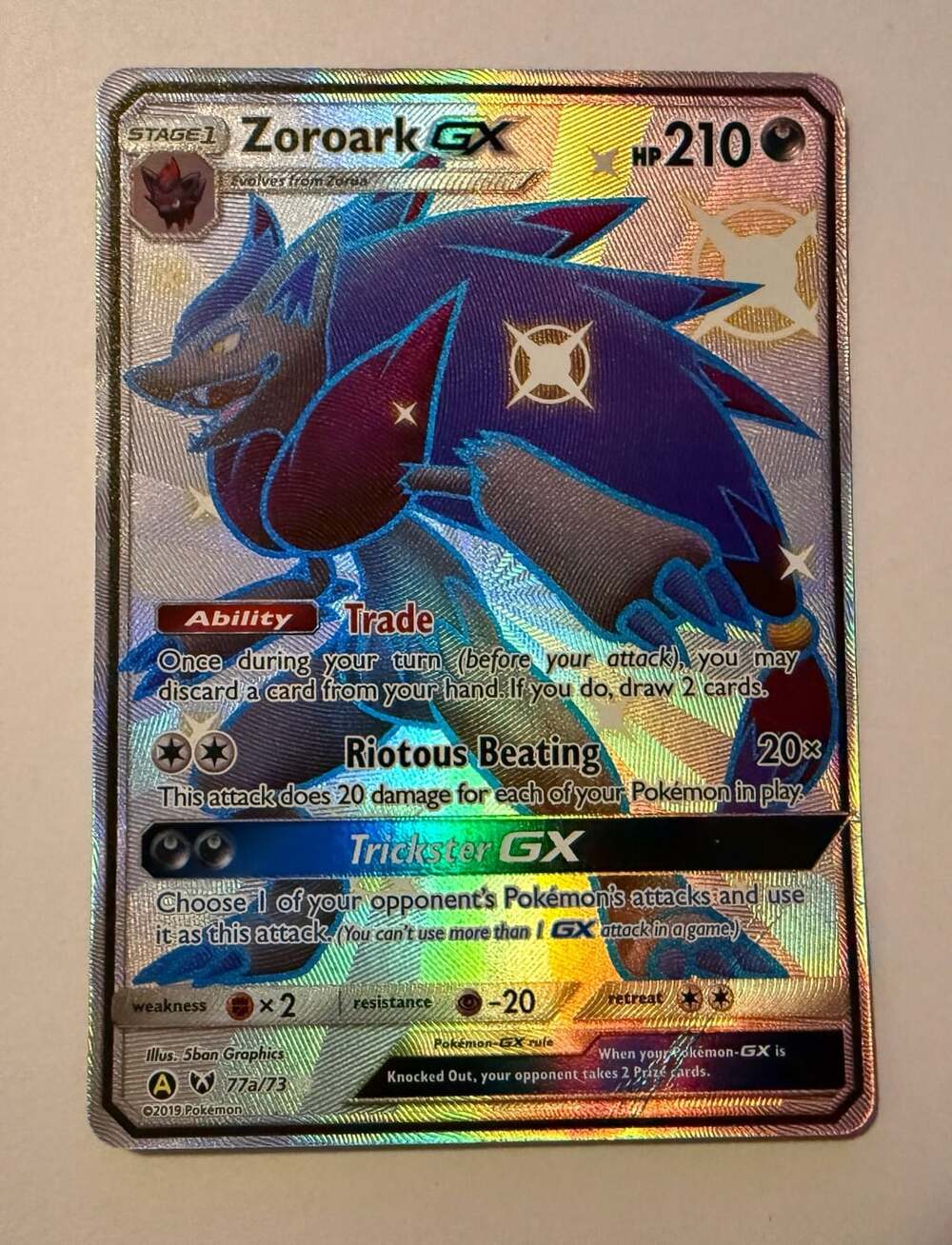 Pokemon Zoroark GX 77a/73 Shiny Hidden Fates Promo Full Art